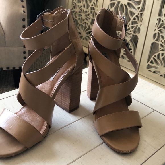 Steve Madden Tan Leather Sandals SZ 6 - Picture 5 of 13